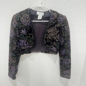 Vintage Scott McClintock Shrug Bolero Cropped Jacket Womens 10 Velvet Burnout